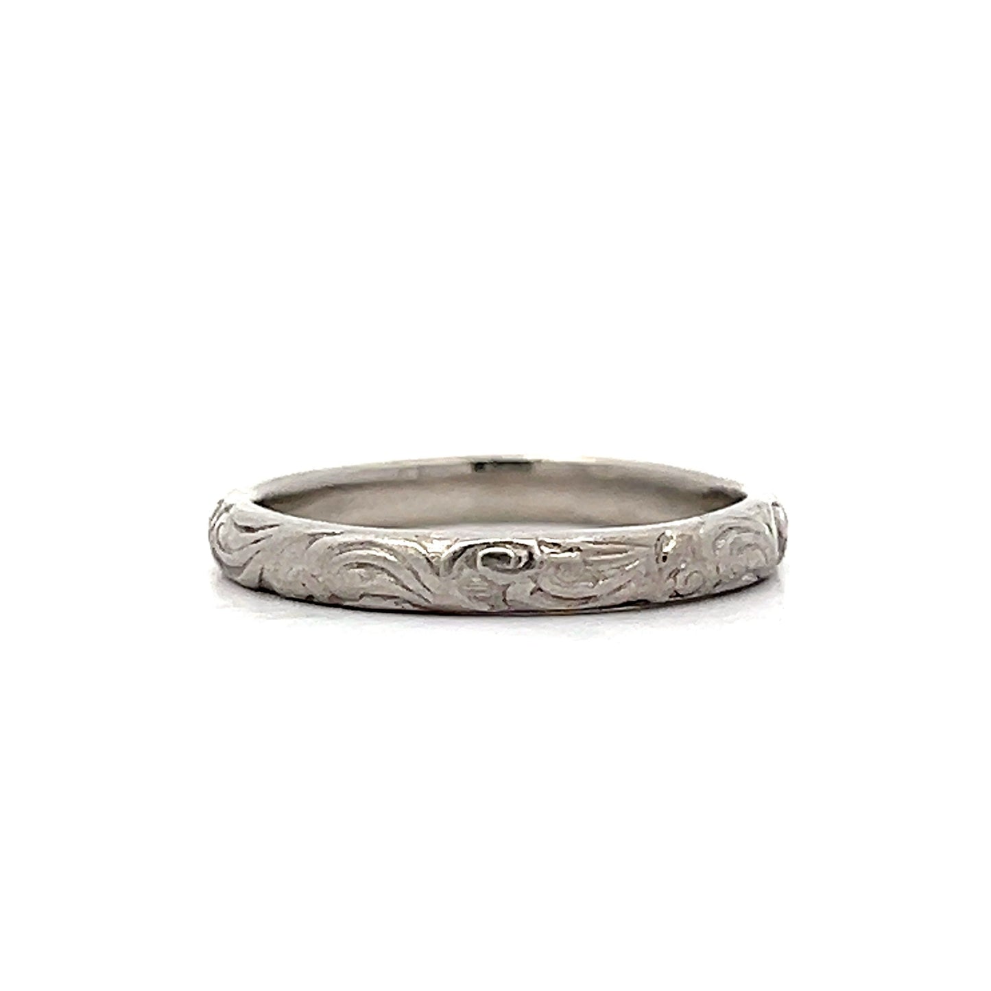 Art Deco Platinum Engraved Wedding Band