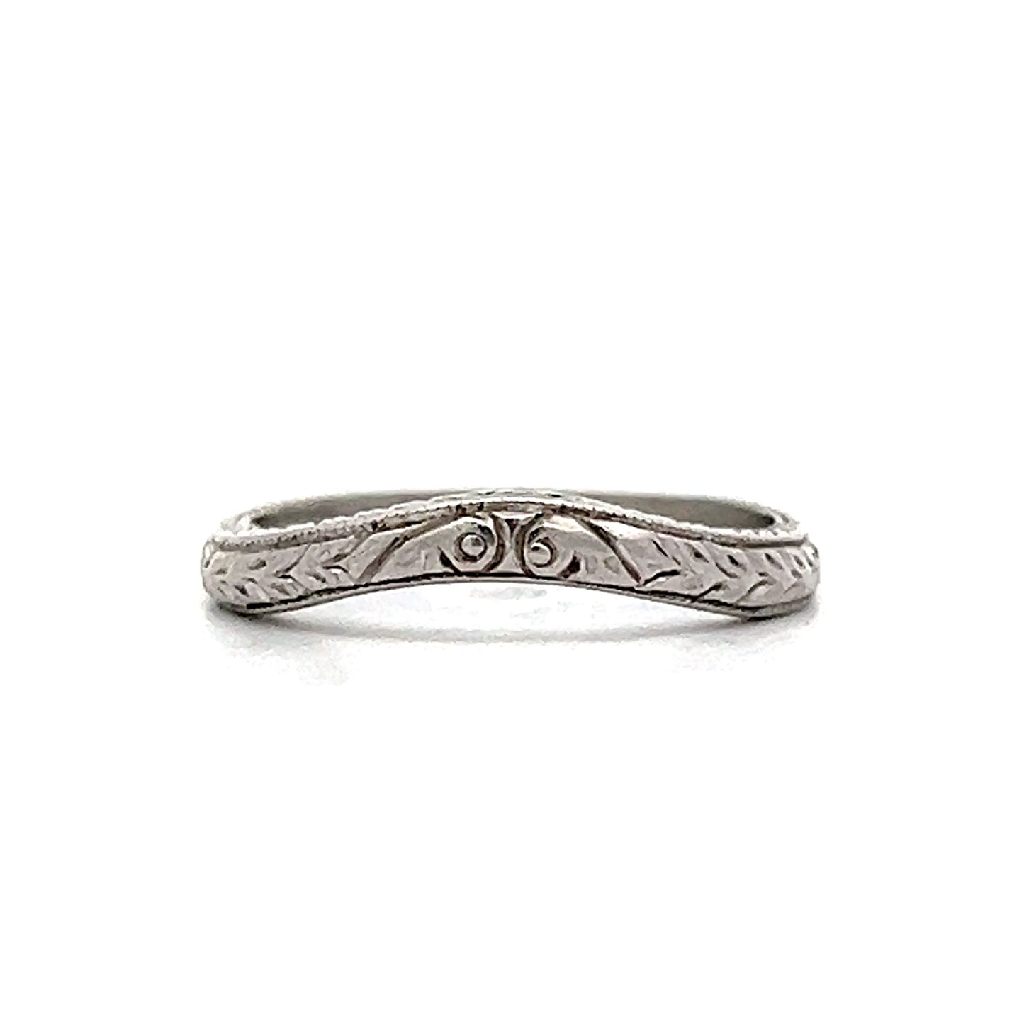 Art Deco Inspired Contour Wedding Band in Platinum