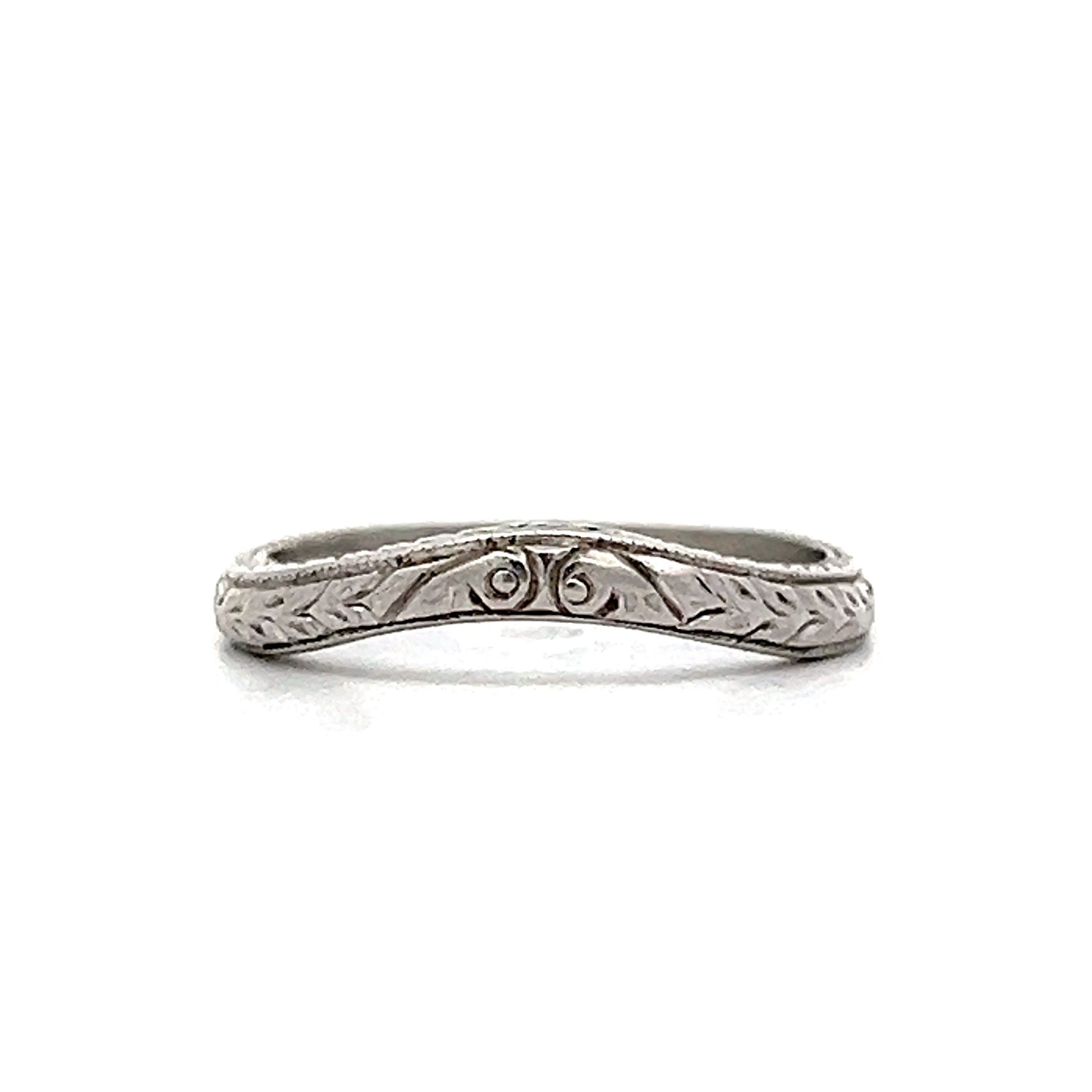 Art Deco Inspired Contour Wedding Band in Platinum