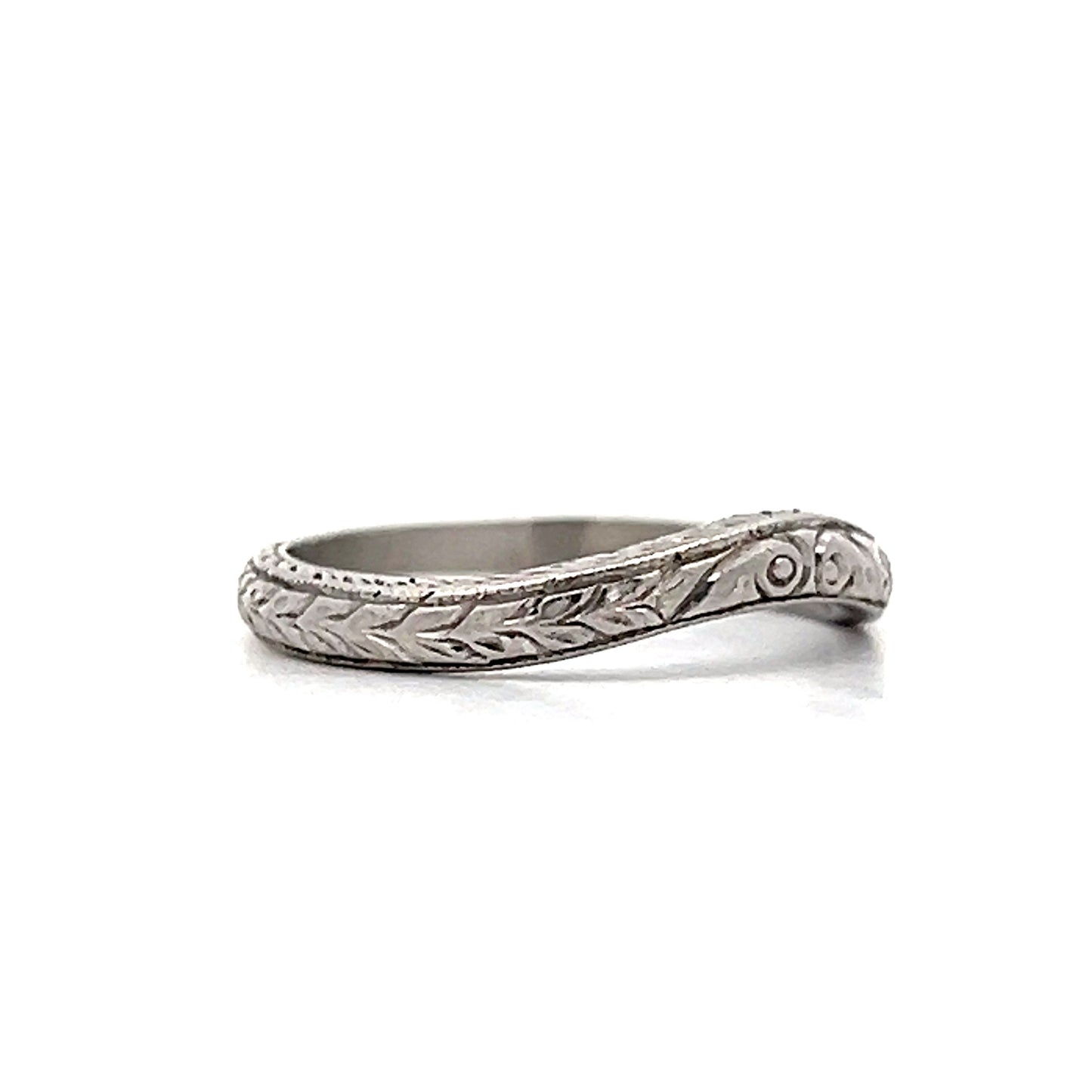 Art Deco Inspired Contour Wedding Band in Platinum