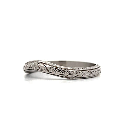 Art Deco Inspired Contour Wedding Band in Platinum