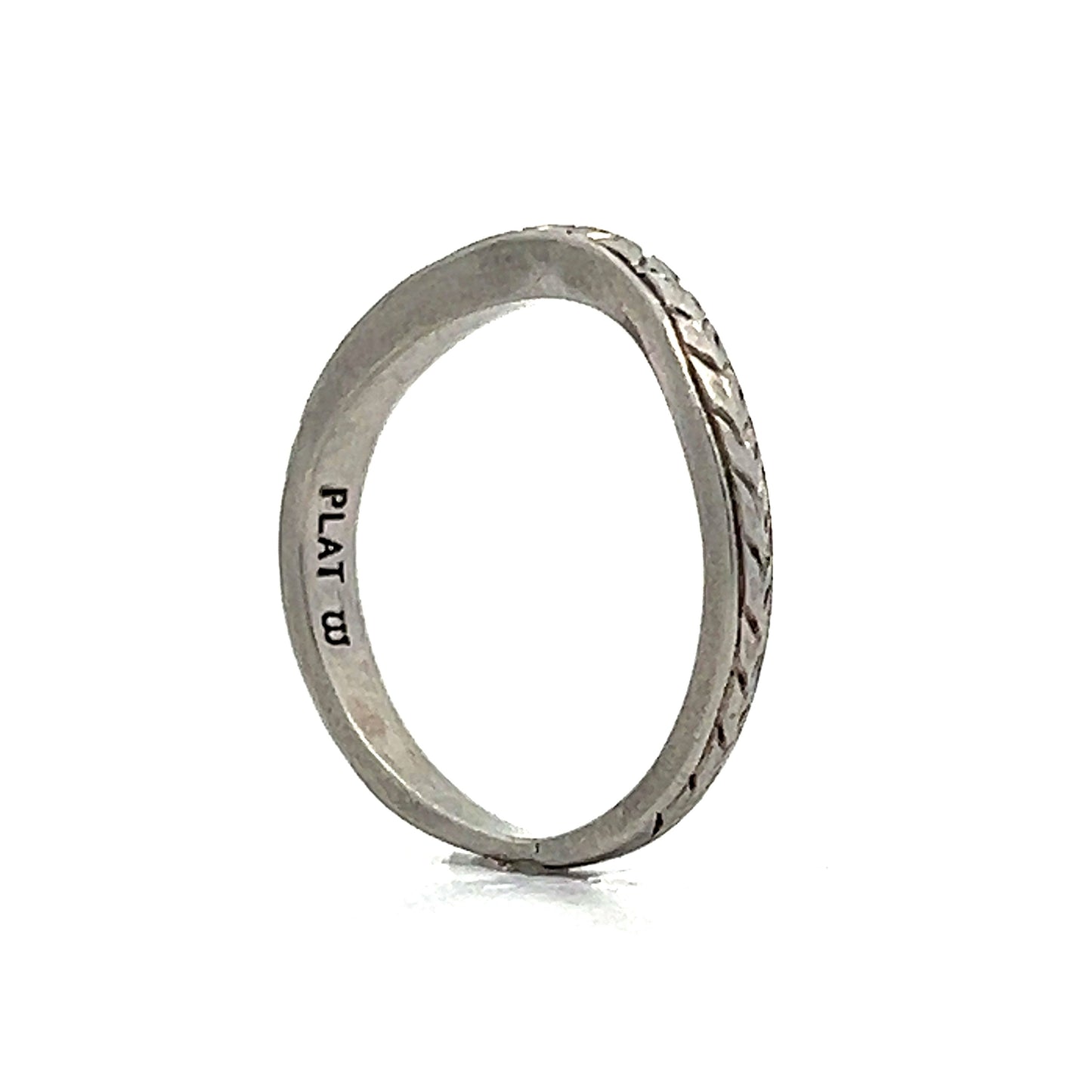 Art Deco Inspired Contour Wedding Band in Platinum