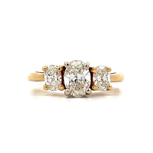 1.80 Oval Diamond Three Stone Engagement Ring in 14k