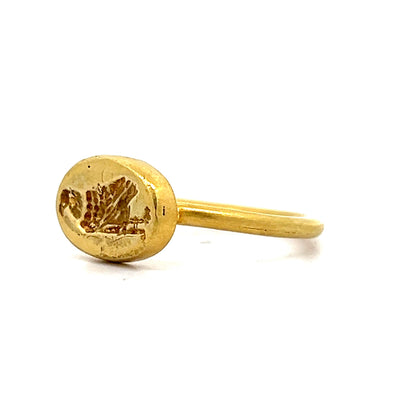 Egyptian Vulture Signet Ring in 18k Yellow Gold