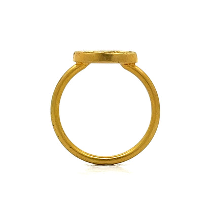 Egyptian Vulture Signet Ring in 18k Yellow Gold