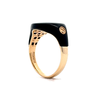 Effy Enamel Signet Ring in 14k Yellow Gold