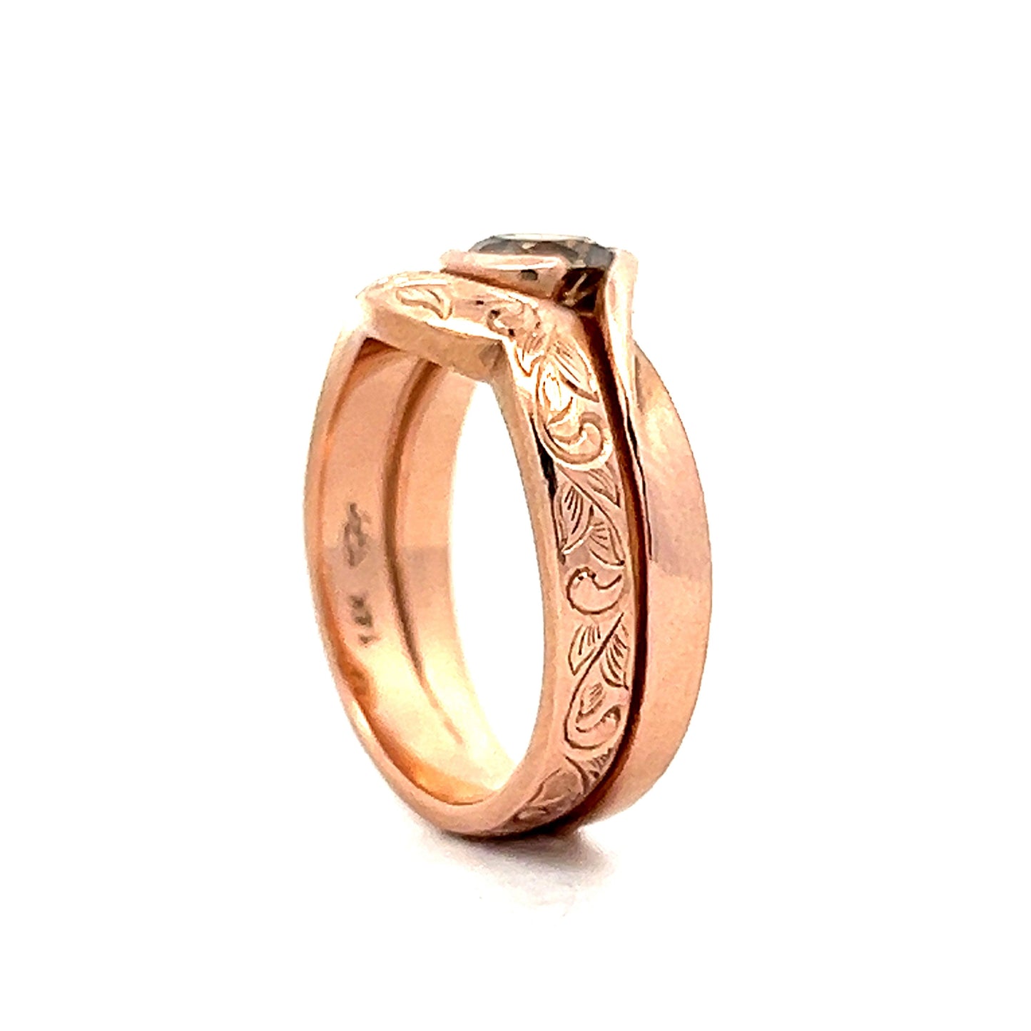 .55 Bezel Cognac Diamond Engagement Ring in Rose Gold