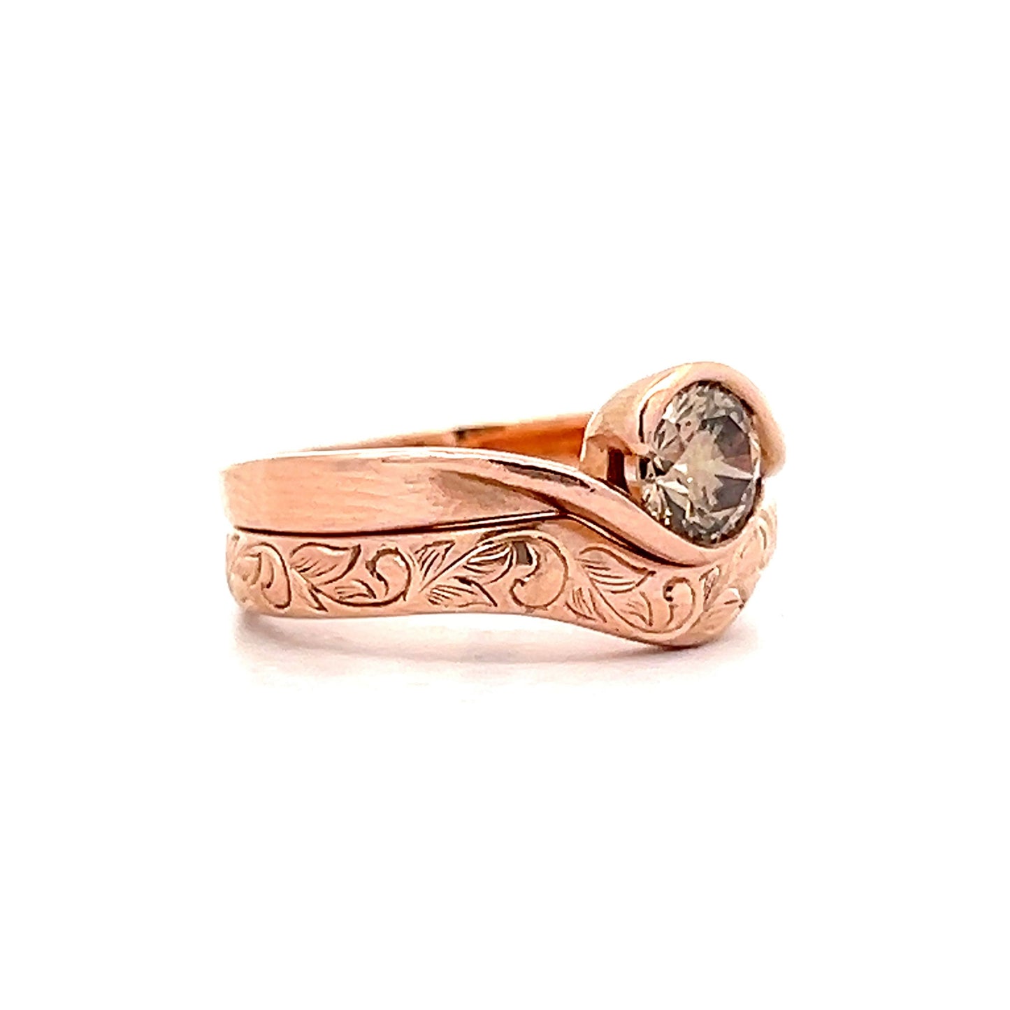 .55 Bezel Cognac Diamond Engagement Ring in Rose Gold