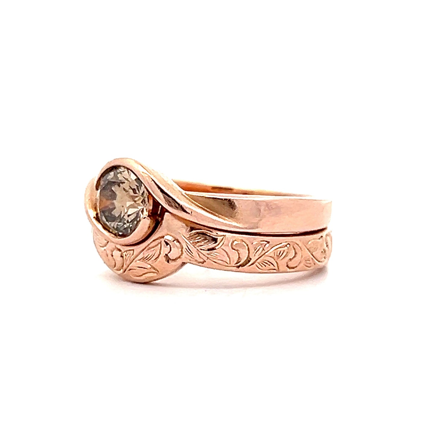 .55 Bezel Cognac Diamond Engagement Ring in Rose Gold