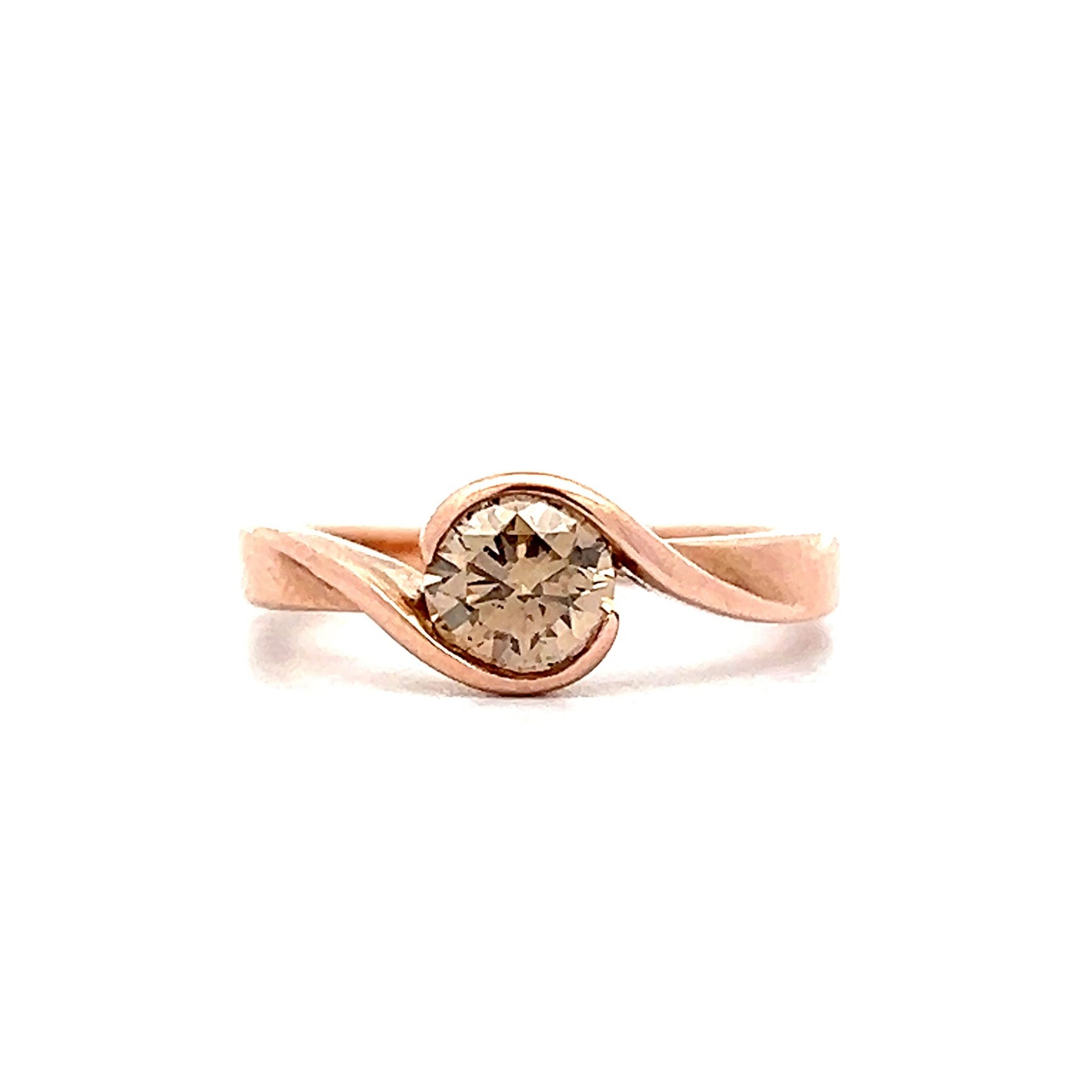 .55 Bezel Cognac Diamond Engagement Ring in Rose Gold