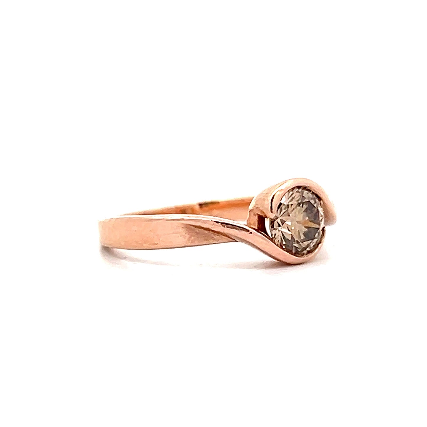 .55 Bezel Cognac Diamond Engagement Ring in Rose Gold