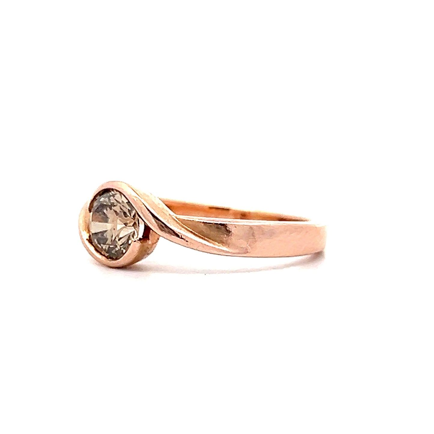 .55 Bezel Cognac Diamond Engagement Ring in Rose Gold