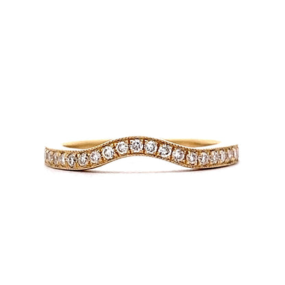 Milgrain Diamond Contour Wedding Band in 14k Yellow Gold