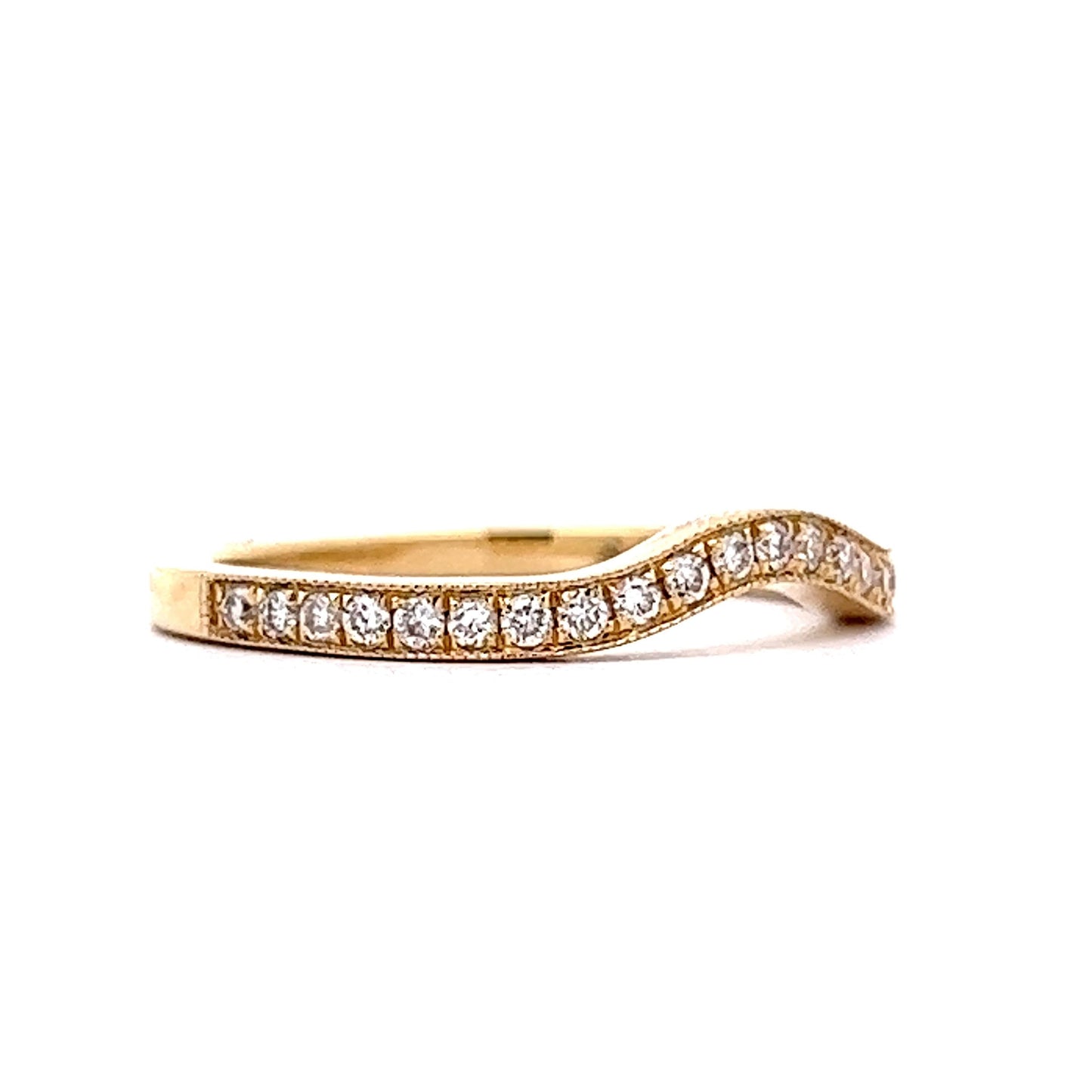 Milgrain Diamond Contour Wedding Band in 14k Yellow Gold