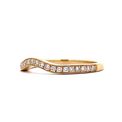 Milgrain Diamond Contour Wedding Band in 14k Yellow Gold