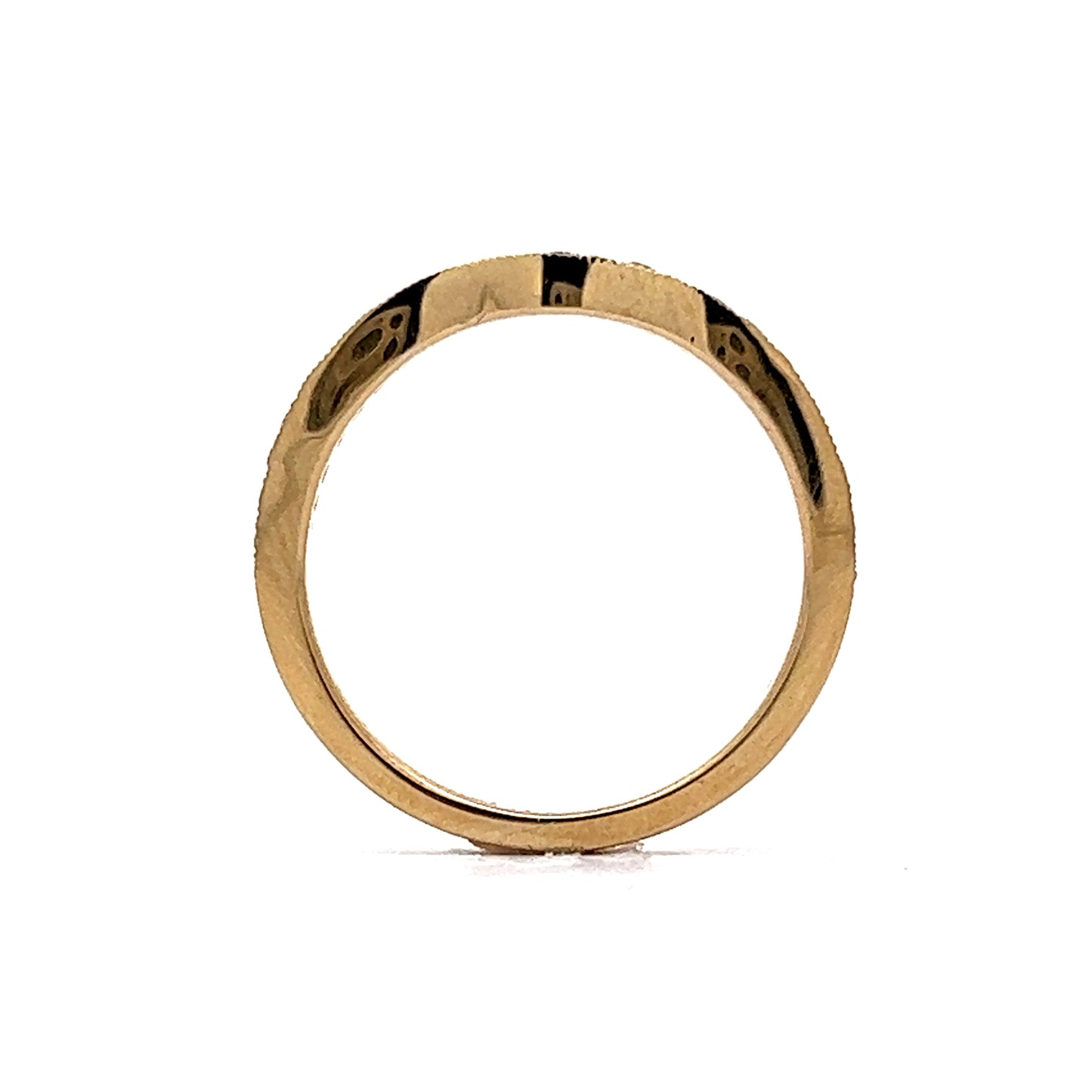 Milgrain Diamond Contour Wedding Band in 14k Yellow Gold