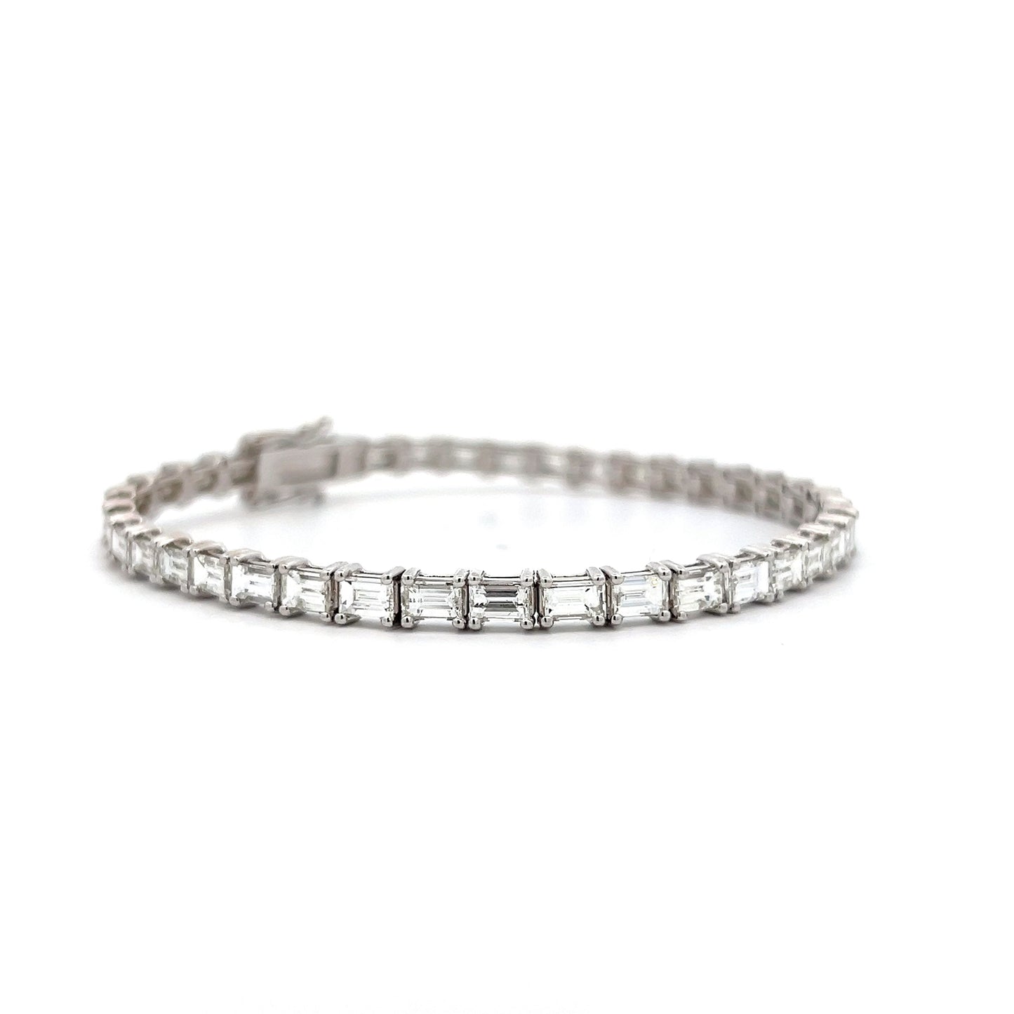 7.70 Emerald Cut Tennis Bracelet in 14k White Gold