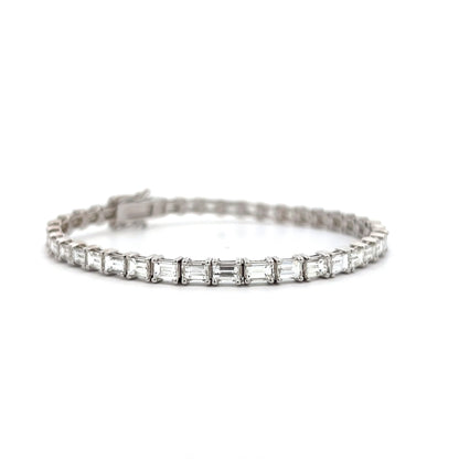 7.70 Emerald Cut Tennis Bracelet in 14k White Gold