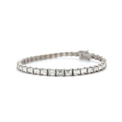 7.70 Emerald Cut Tennis Bracelet in 14k White Gold