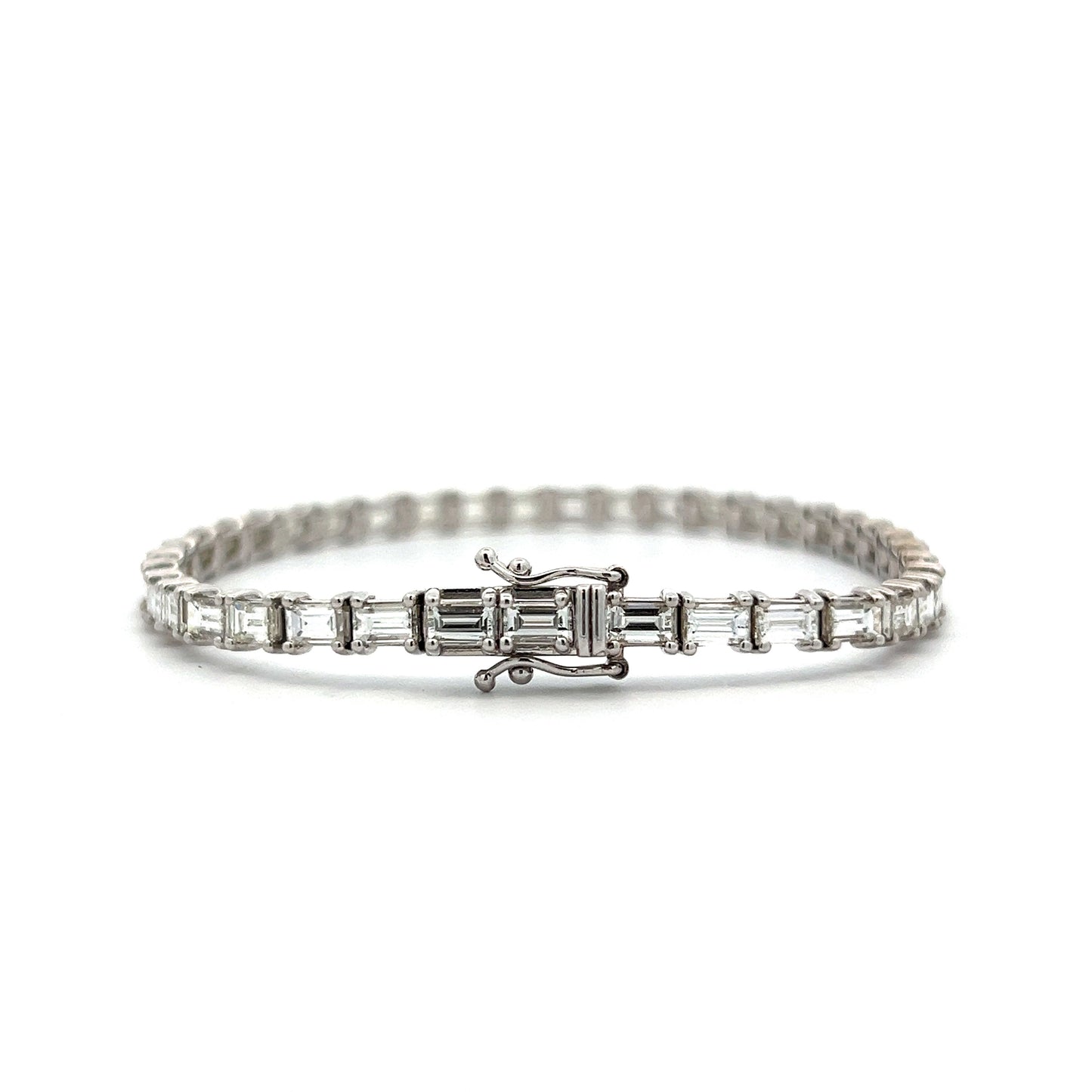 7.70 Emerald Cut Tennis Bracelet in 14k White Gold