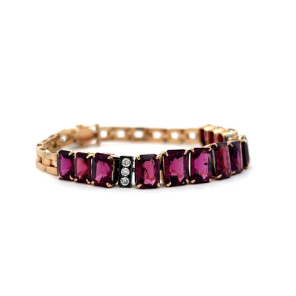 Vintage 1940s Retro Garnet Bracelet in 18k