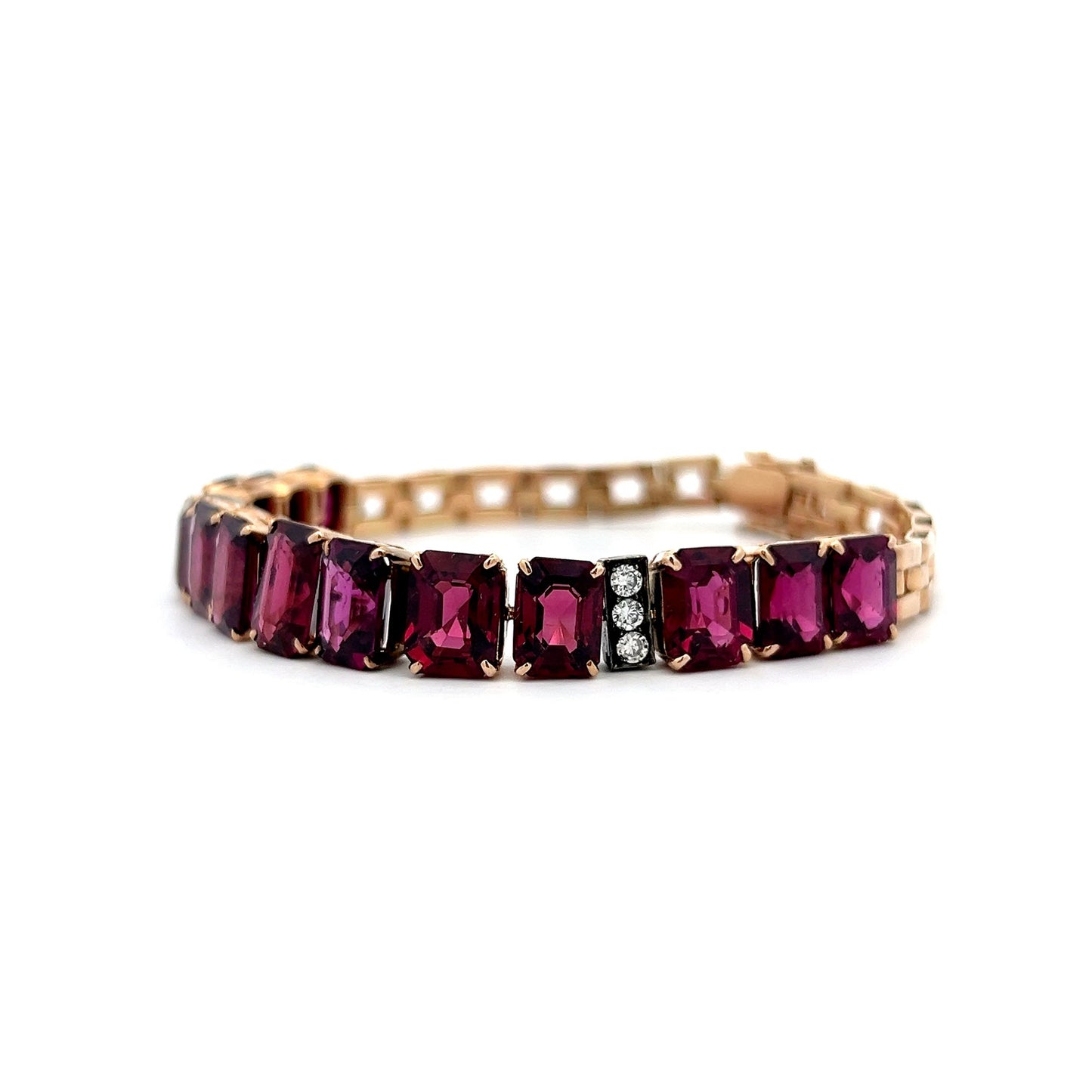 Vintage 1940s Retro Garnet Bracelet in 18k