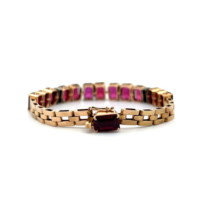 Vintage 1940s Retro Garnet Bracelet in 18k