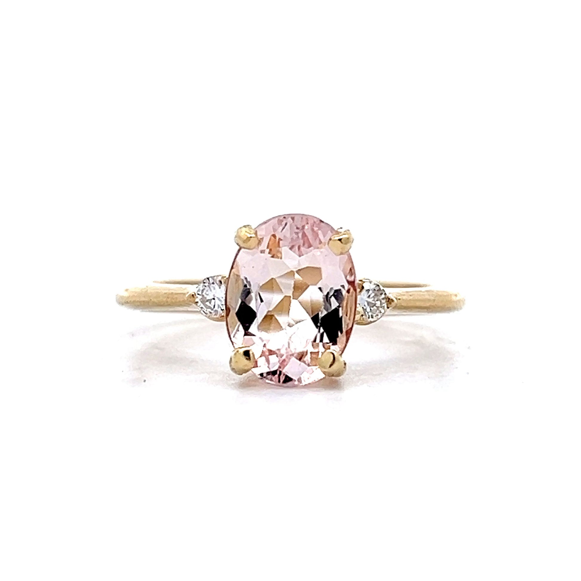 1.75 Oval Cut Morganite in 14k Yellow Gold