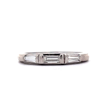 .28 Baguette Diamond Three Stone Wedding Band in Platinum