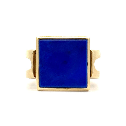 3.40 Vintage Men's Lapis Lazuli Ring in 14k Yellow Gold