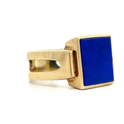 3.40 Vintage Men's Lapis Lazuli Ring in 14k Yellow Gold