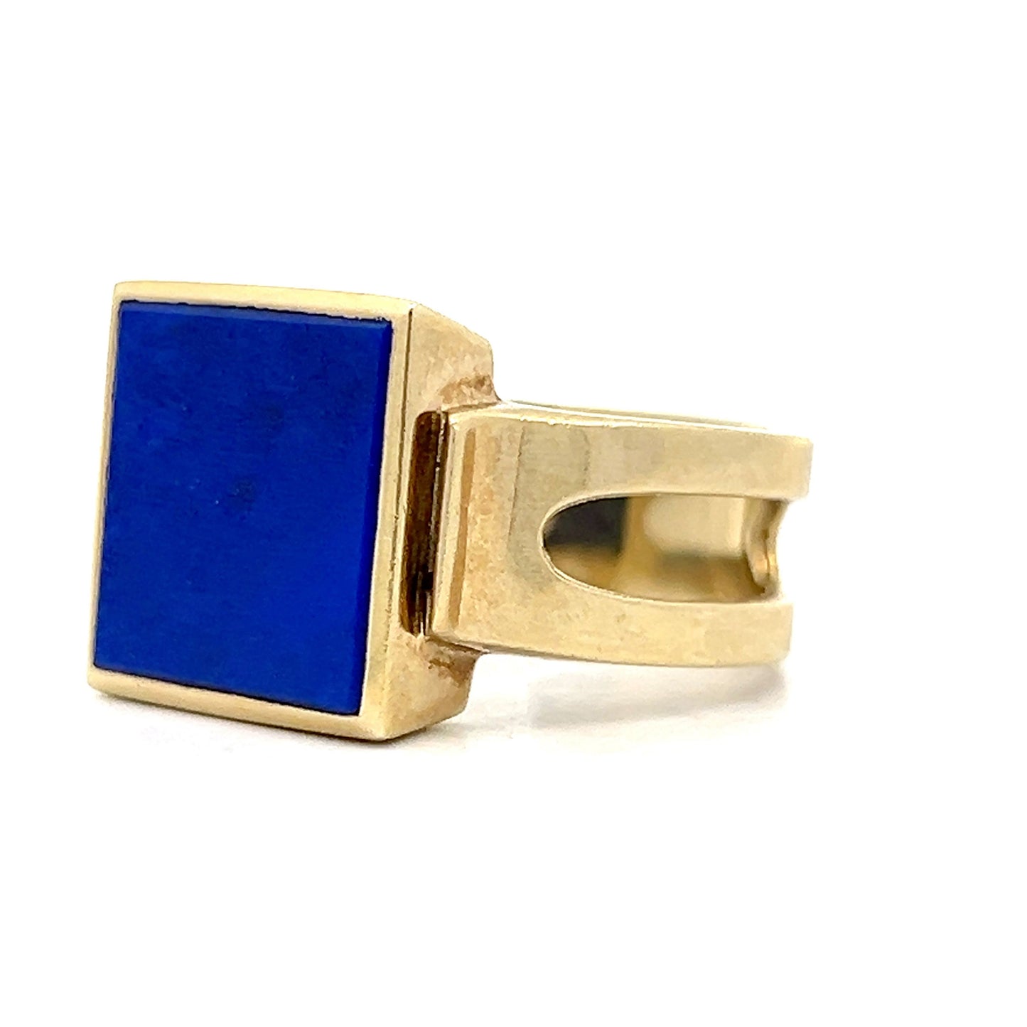 3.40 Vintage Men's Lapis Lazuli Ring in 14k Yellow Gold