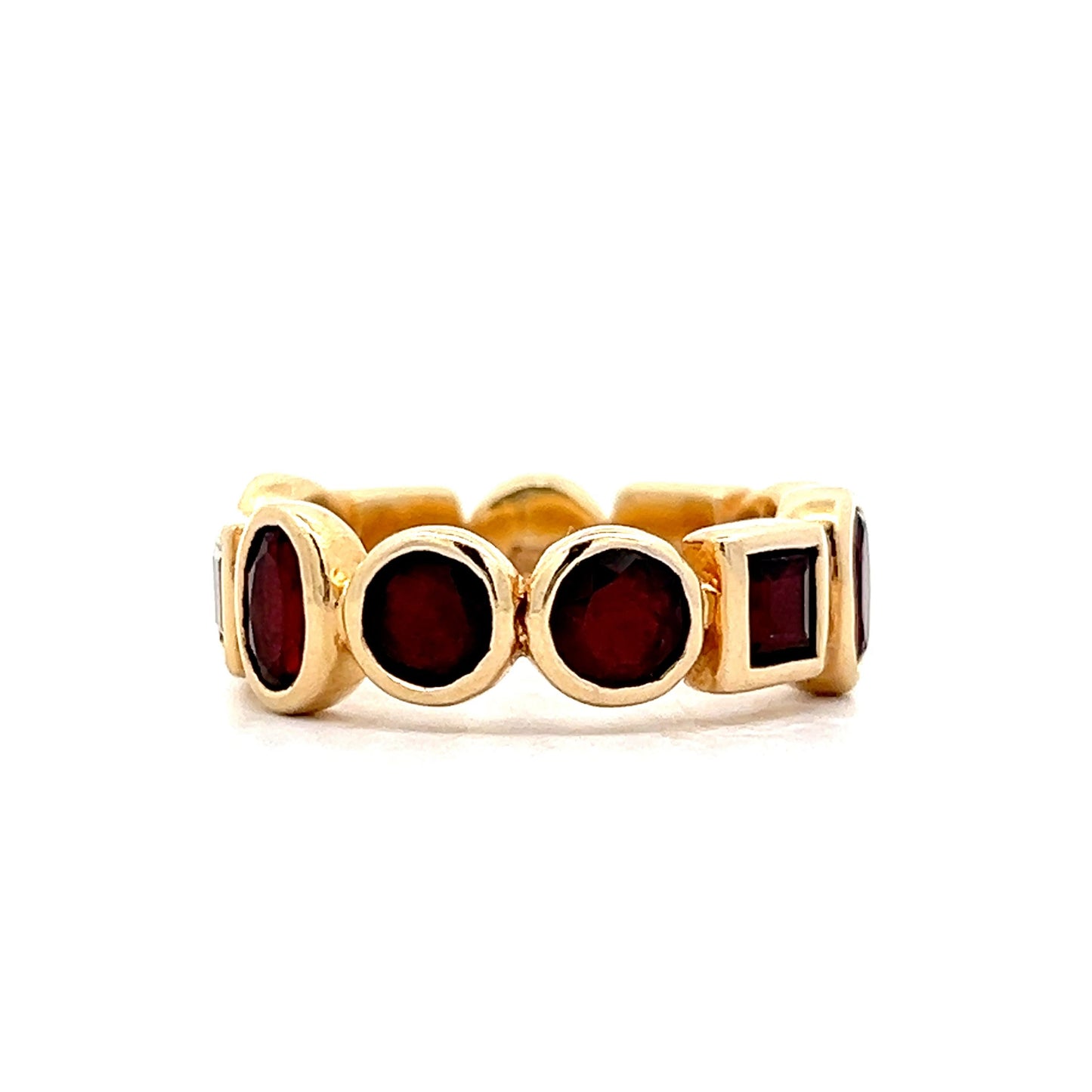 1.56 Bezel Garnet Eternity Band in 14k Yellow Gold