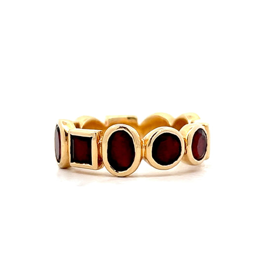 1.56 Bezel Garnet Eternity Band in 14k Yellow Gold