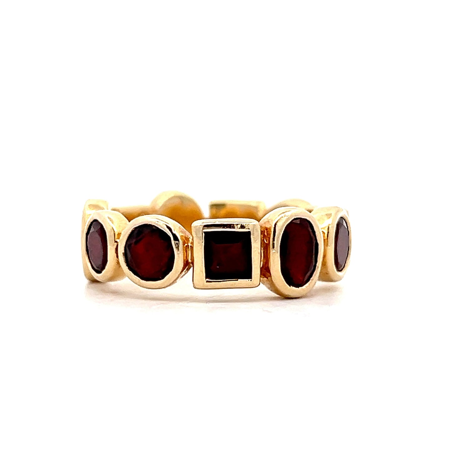 1.56 Bezel Garnet Eternity Band in 14k Yellow Gold