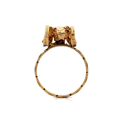 Men's Ram's Head Ring in 14k Yellow Gold