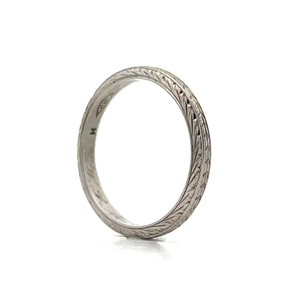 Antique Art Deco Chevron Band in 18k White Gold