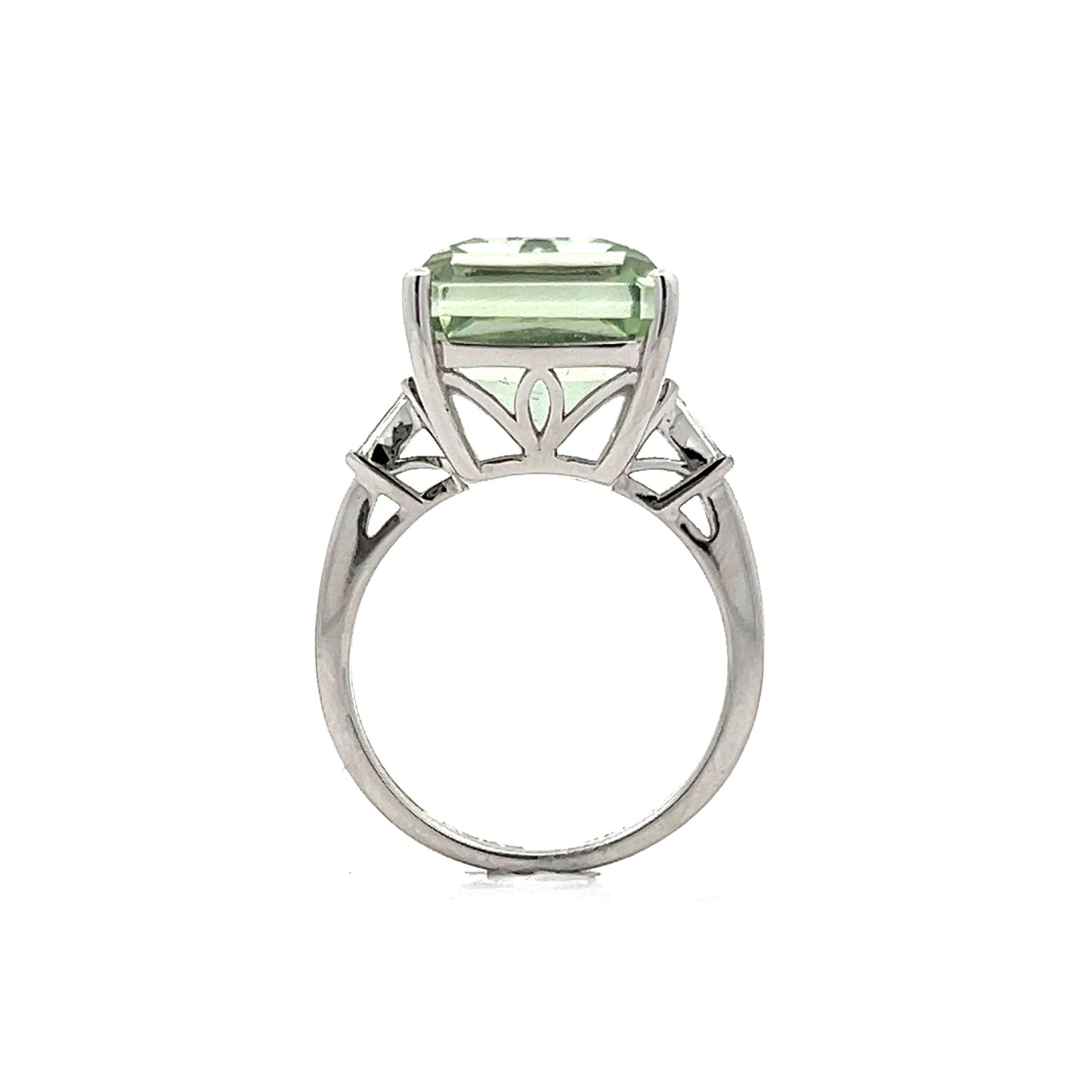 Green Amethyst & Diamond Cocktail Ring in 14k White Gold