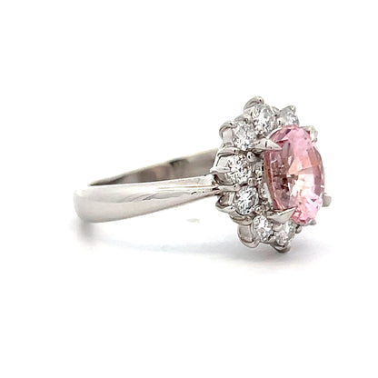 2.34 Pink Sapphire & Diamond Engagement Ring in Platinum