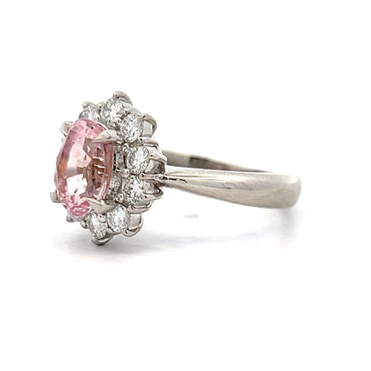 2.34 Pink Sapphire & Diamond Engagement Ring in Platinum