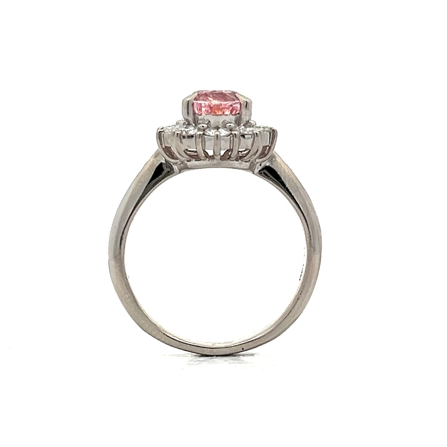 2.34 Pink Sapphire & Diamond Engagement Ring in Platinum