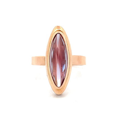 3.54 Vintage Victorian Cabochon Amethyst in 14k Rose Gold