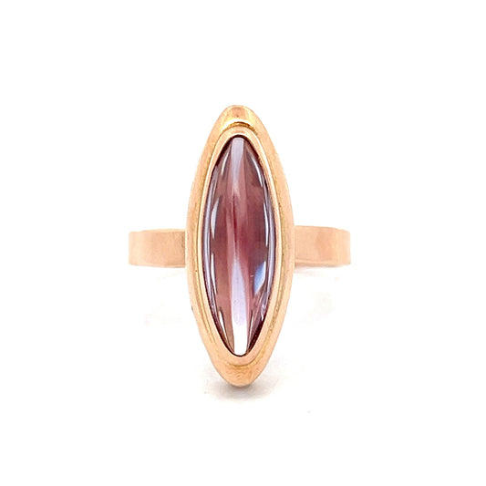 3.54 Vintage Victorian Cabochon Amethyst in 14k Rose Gold