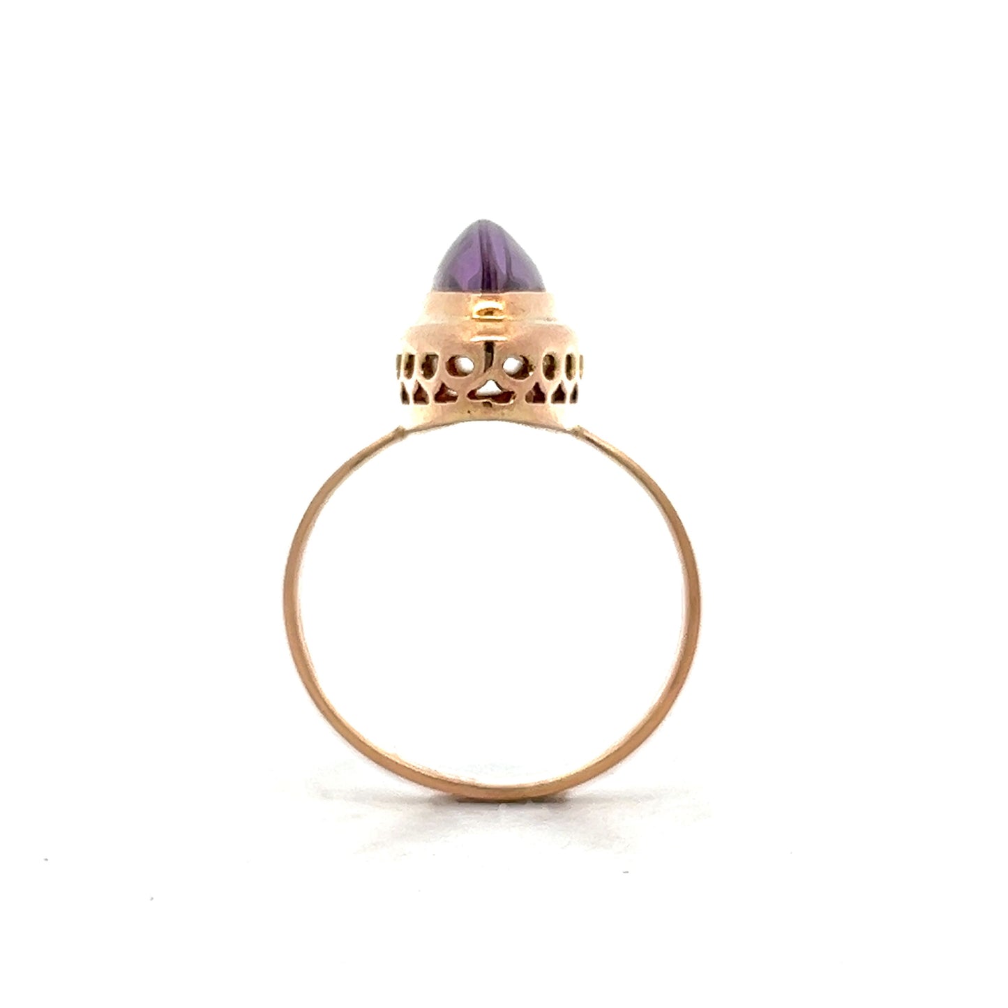 3.54 Vintage Victorian Cabochon Amethyst in 14k Rose Gold