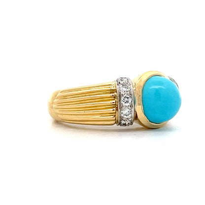 2.47 Cabochon Turquoise Cocktail Ring in 18k