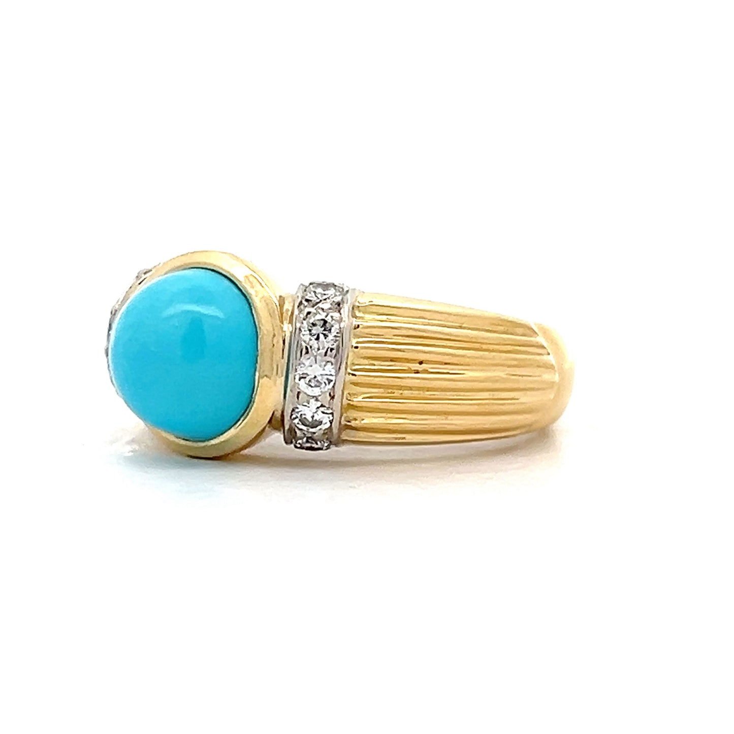 2.47 Cabochon Turquoise Cocktail Ring in 18k