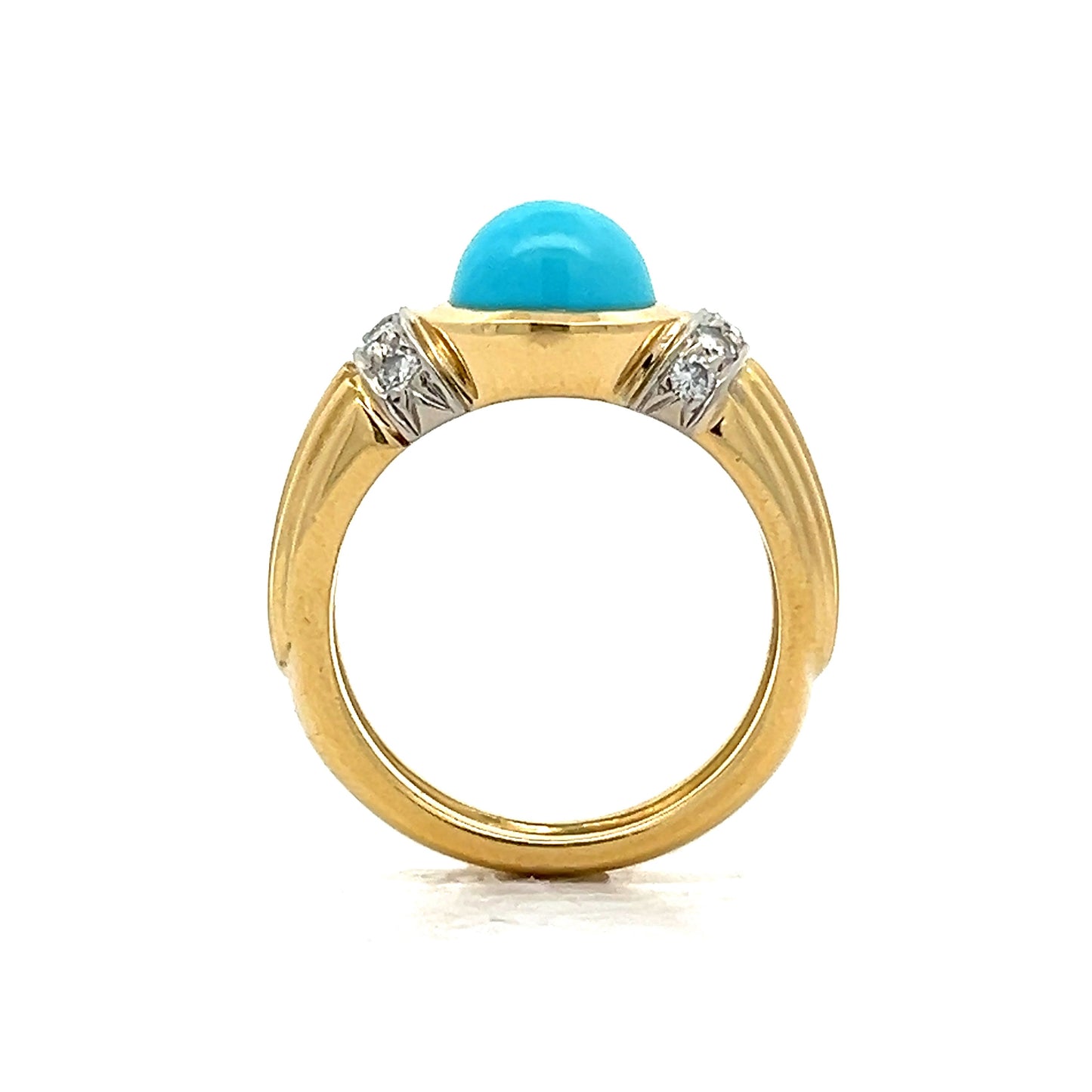 2.47 Cabochon Turquoise Cocktail Ring in 18k