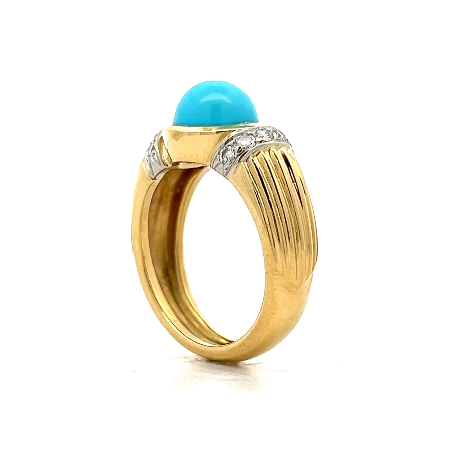 2.47 Cabochon Turquoise Cocktail Ring in 18k