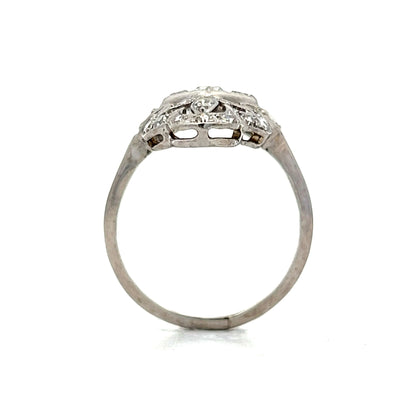 1.39 Art Deco Diamond Navette Cocktail Ring in Platinum