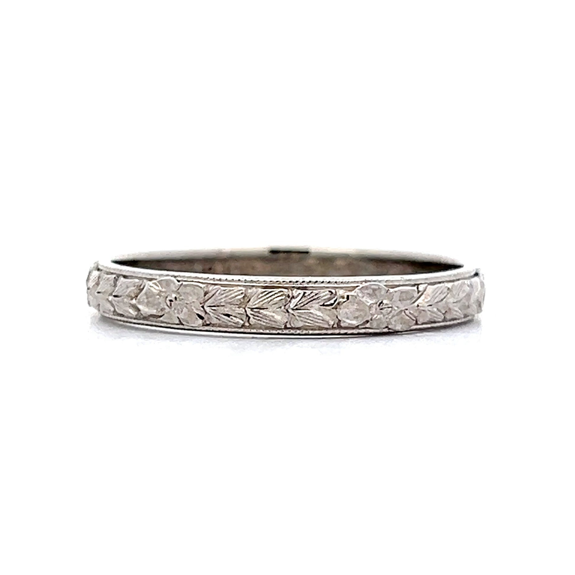 Belais Brother Art Deco Wedding Band in 18k White Gold